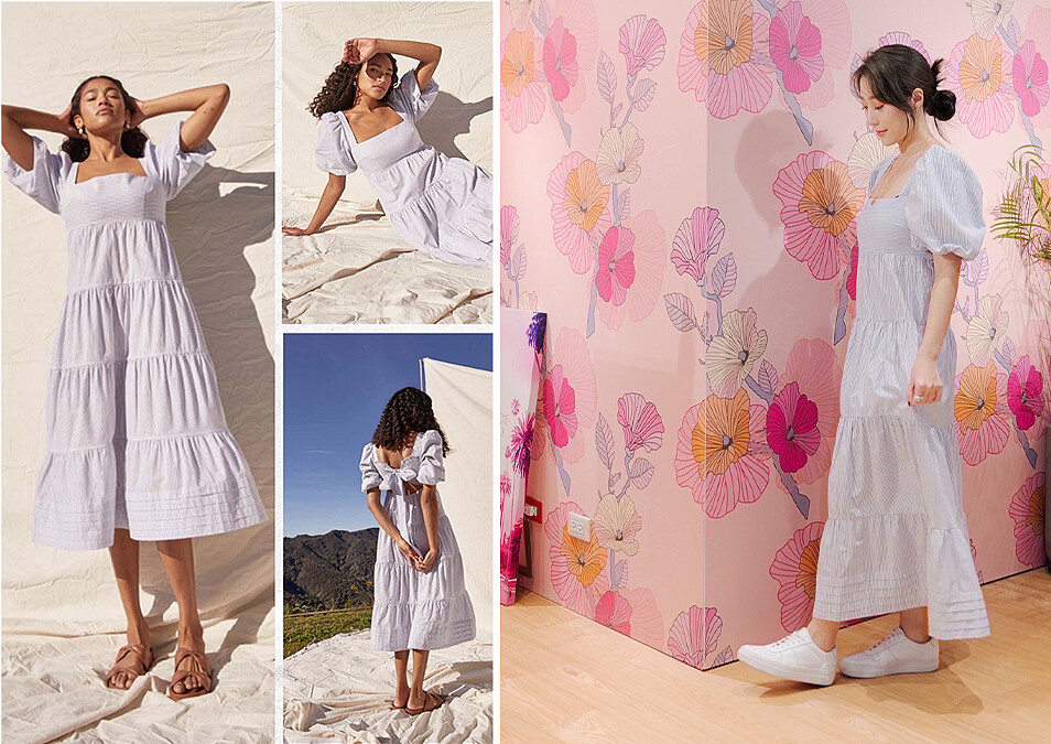 紐約品牌SAYLOR條紋長洋裝,推薦價9,980。(DOUBLE TAKE)