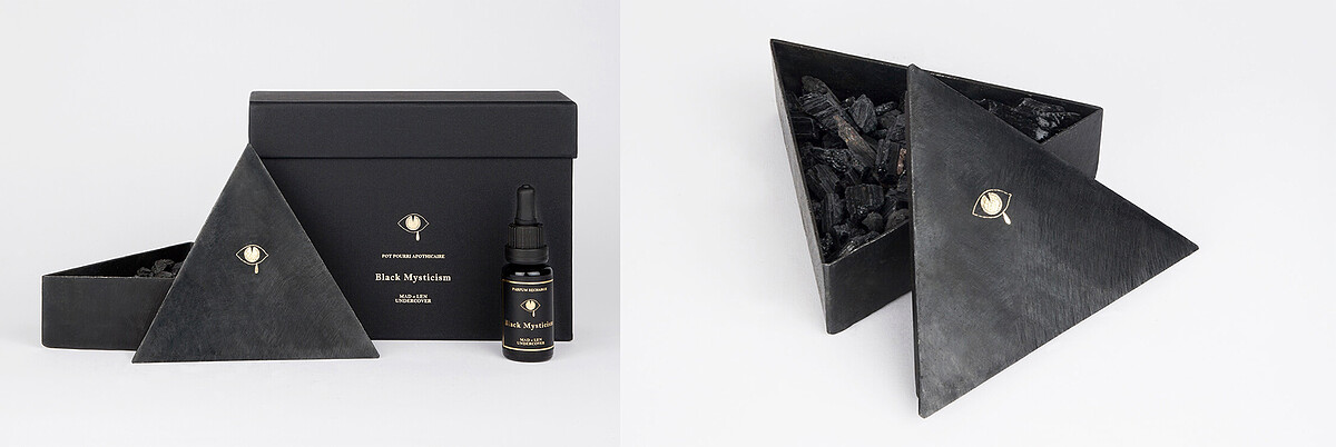 MAD et LEN x UNDERCOVER聯名系列黑曜石擴香—黑色神秘主義—黑曜石擴香/香味:Black Mysticism(Black champacka印度瑪莎拉)+15ml精油,推薦價13,500。