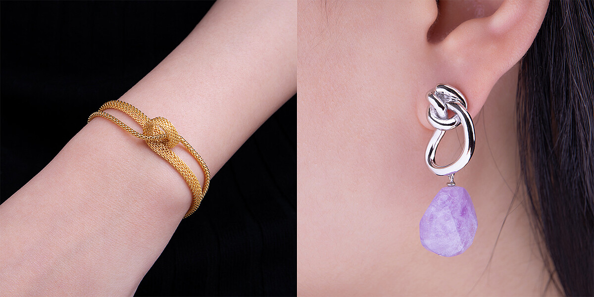 Crown 雪滴漸層珍珠耳環推薦價5,938;Crown 菱格單珍珠寬戒指推薦價3,781;Armor 榮耀光輝金色手環推薦價4,807;Armor 堅毅之心紫水晶耳環推薦價5,225(※上述四款擇一)。