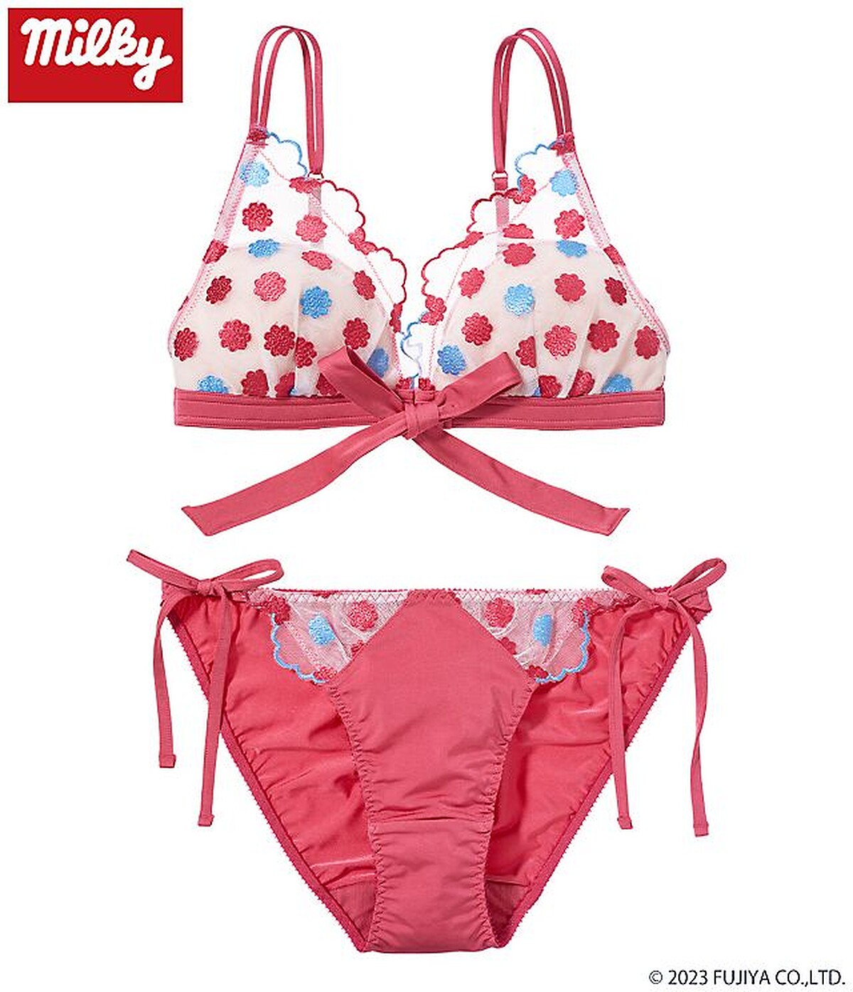 Peach John X milky牛奶妹無鋼圈前綁帶內衣組,NT 1,590