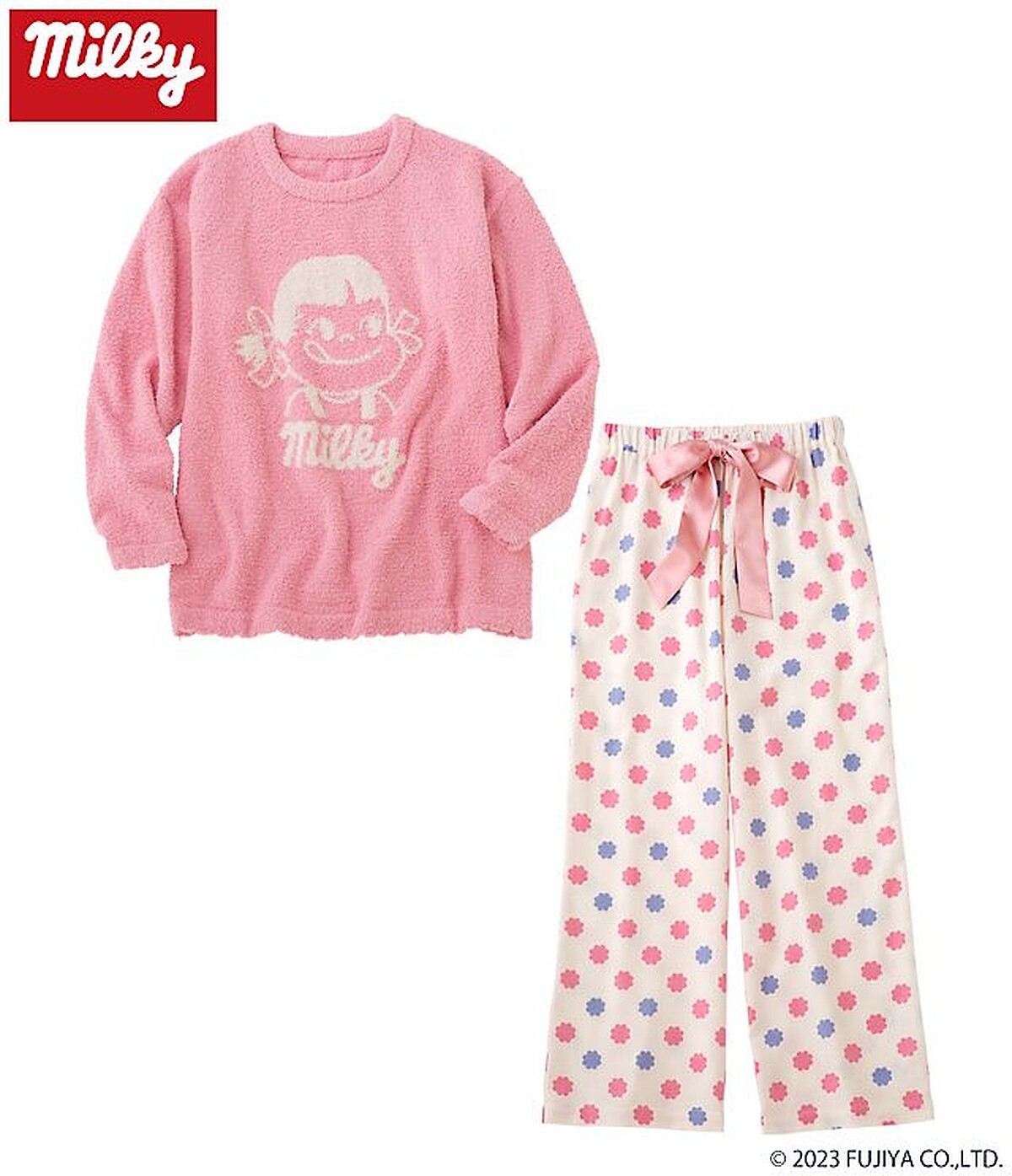 Peach John X milky牛奶妹長袖長褲睡衣組,NT 1,990(台灣只有女生款)