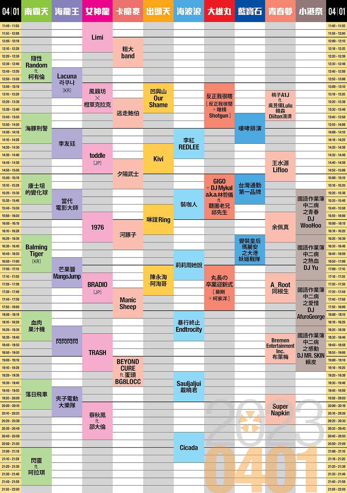 2023大港開唱4/1完整演出節目表