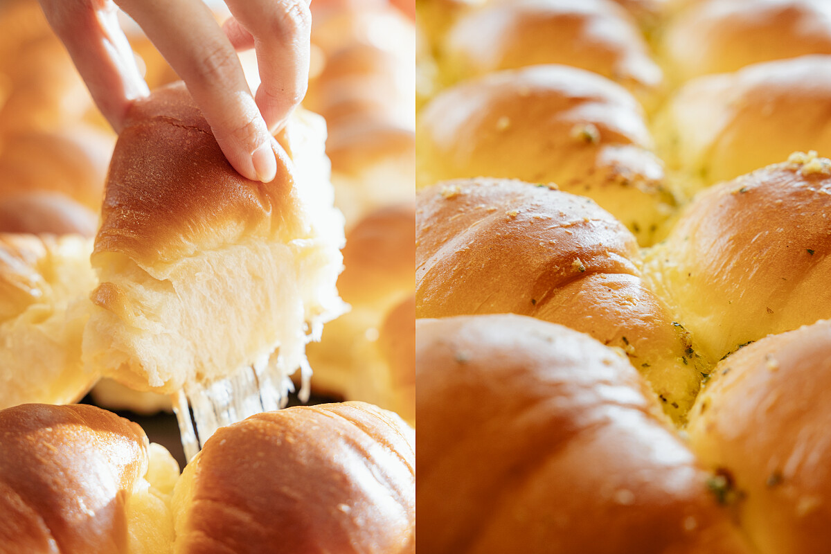 招牌手撕包，有原味與蒜味兩款。