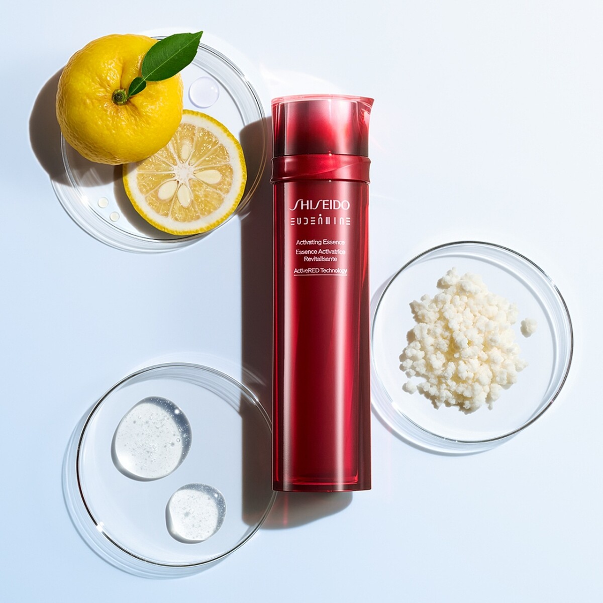 SHISEIDO GINZA TOKYO資生堂紅色活酵超導奇蹟露成份示意。