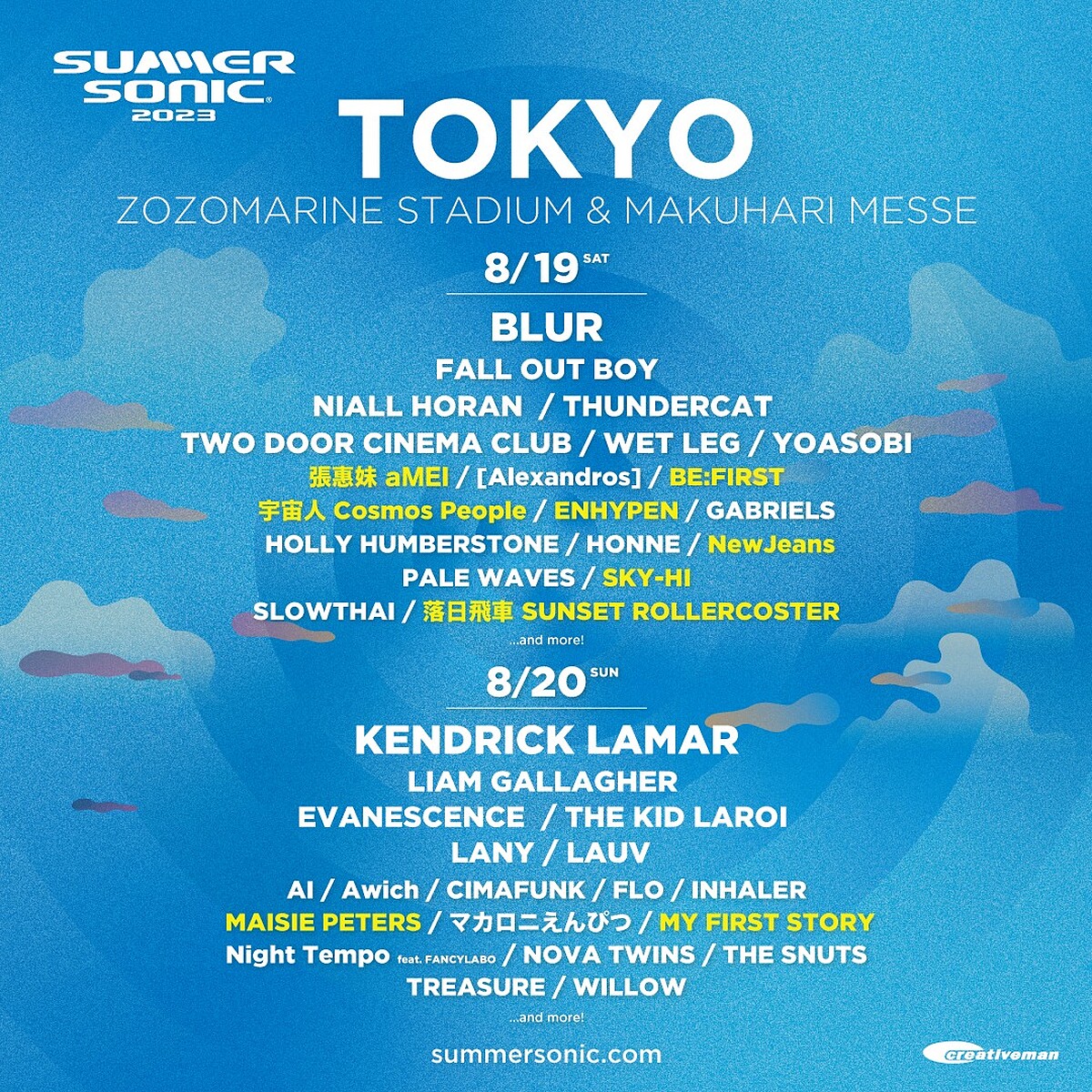 Summer Sonic 2023 8/19卡司