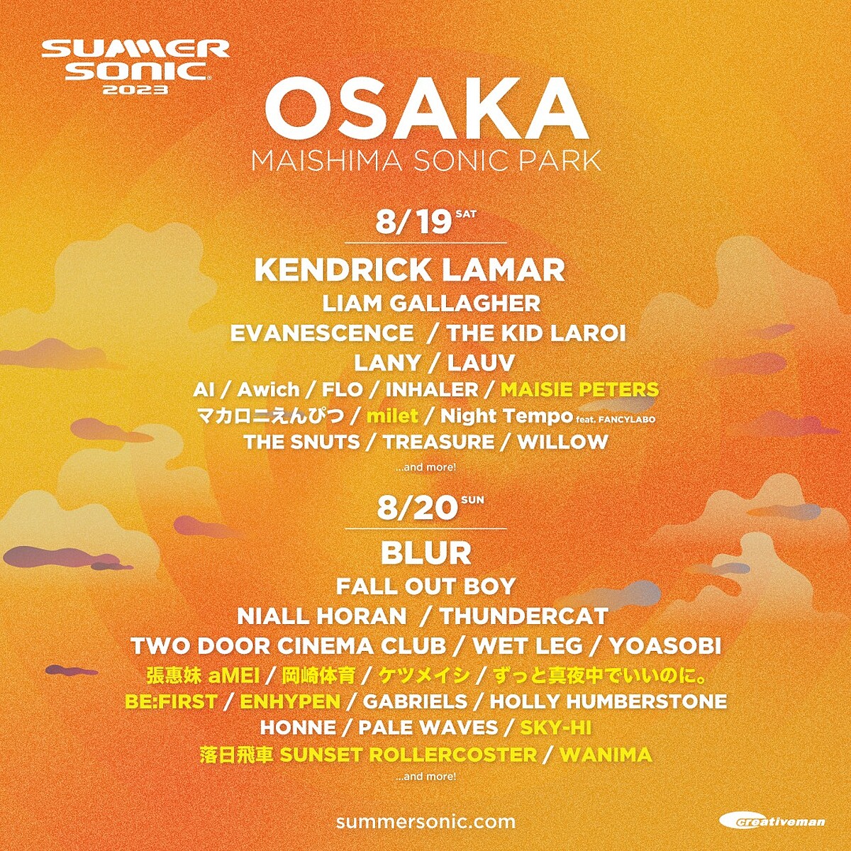 Summer Sonic 2023 8/20卡司