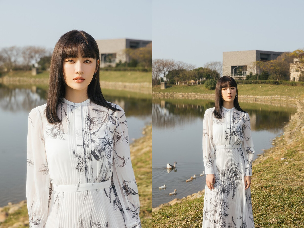 印花細褶長洋裝 NTD 14,900