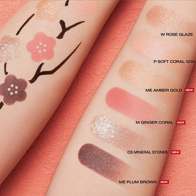 shu uemura植村秀時尚大師6色眼影盤#清甜粉薑手部試色。