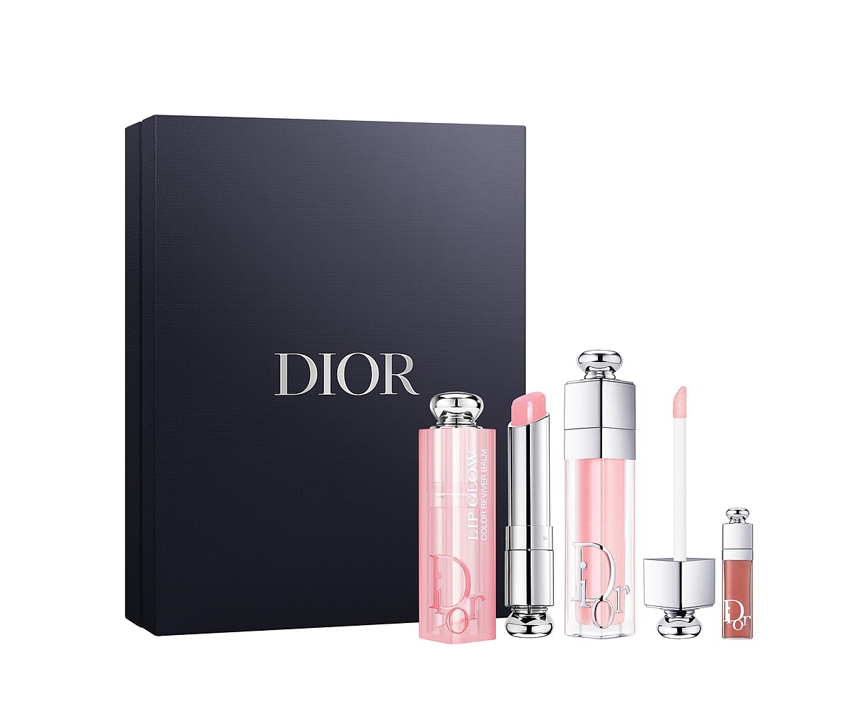 迪奧粉漾潤唇組：豐漾俏唇蜜#001+癮誘粉漾潤唇膏#001+豐漾俏唇蜜精巧版#038，NT$2,700。