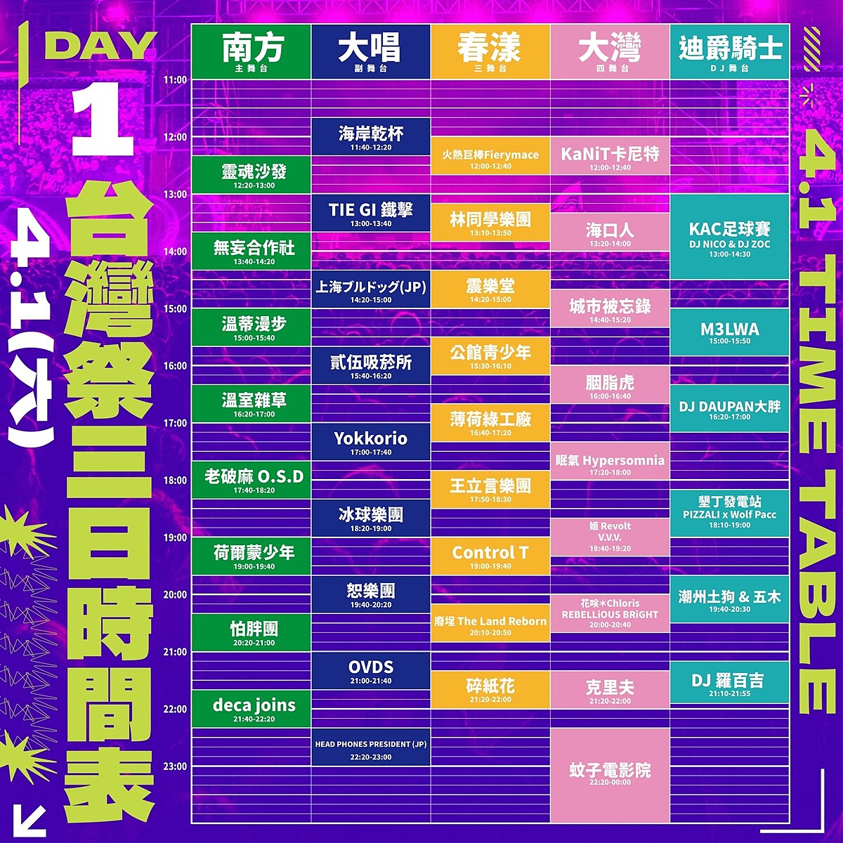 2023台灣祭 4/1演出卡司節目時間表