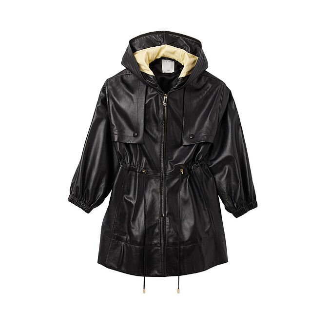 SANDRO 皮革連帽外套，NT33,790。