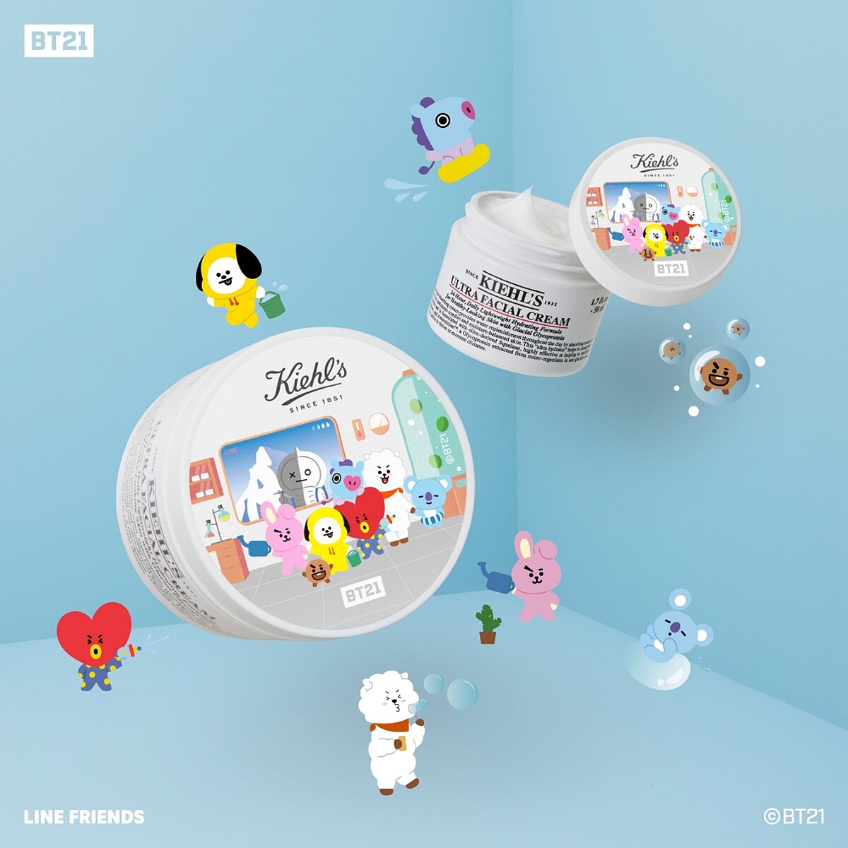 BT21 meets Kiehl&rsquo;s冰河醣保濕霜50ml，NT1,600、125ml，NT2,800