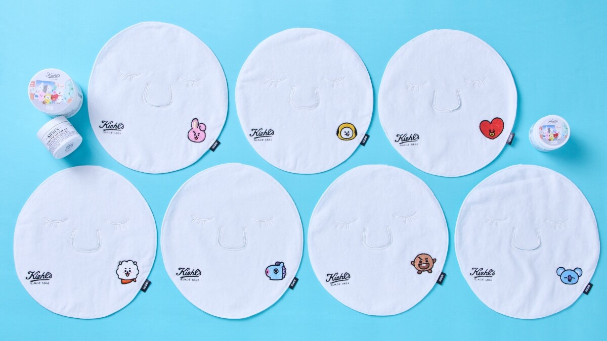 BT21 meets Kiehl&rsquo;s冷熱敷臉巾產品情境照。