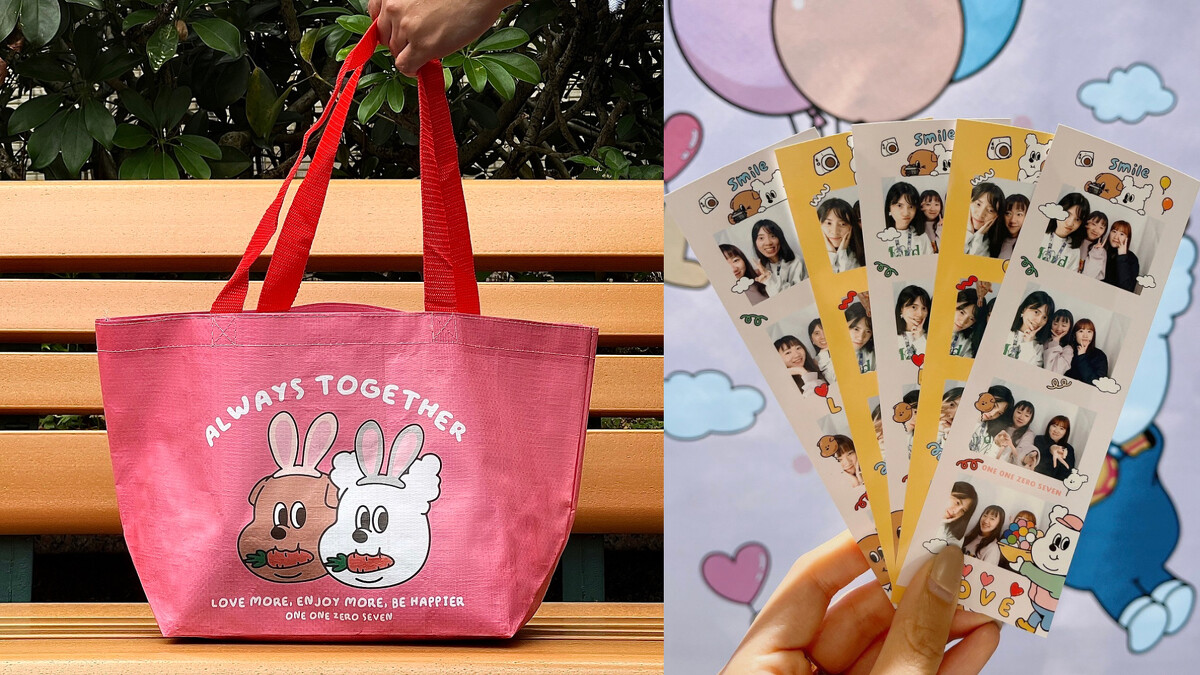 誠品生活南西│韓國超人氣插畫one one zero seven快閃店獨家限定購物袋及拍貼機。