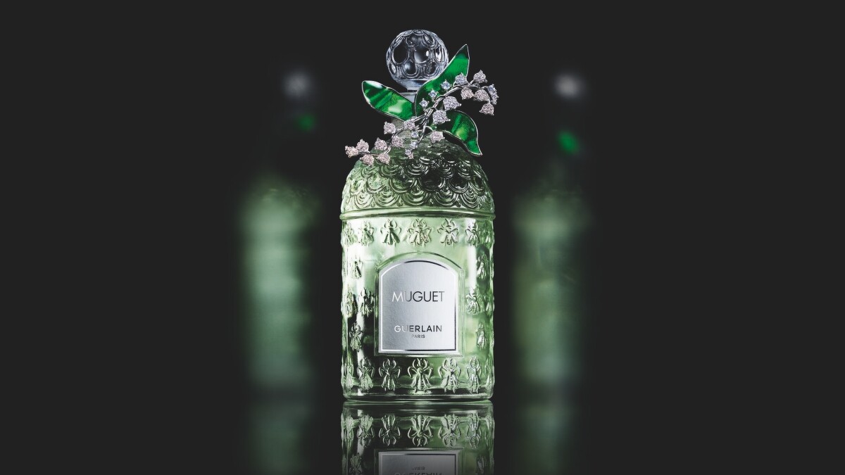 嬌蘭2022春日饗宴鈴蘭淡香水碧卉鑽飾蜂印瓶主視覺。