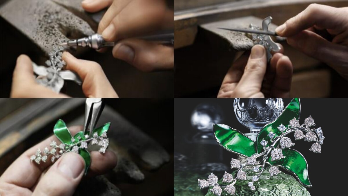 嬌蘭2022春日饗宴鈴蘭淡香水碧卉鑽飾蜂印瓶製作過程。