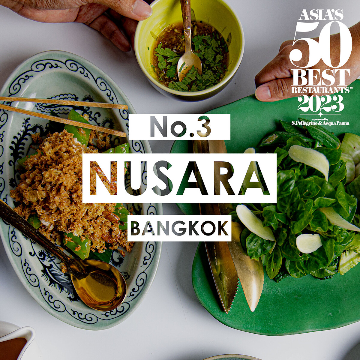 主廚Ton另間掌舵的餐廳 Nusara 則獲得第3名。主廚Ton另間掌舵的餐廳 Nusara 則勇奪第3名。