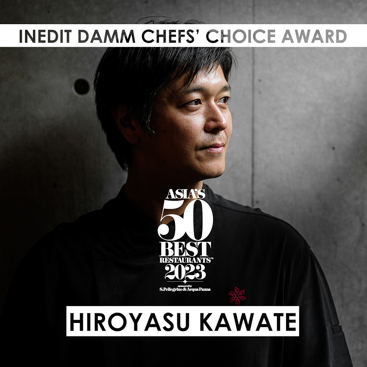 Florilège 主廚川手寬康（Hiroyasu Kawate）獲頒「Inedit Damm 主廚之選獎」（Inedit Damm Chefs&rsquo; Choice Award）。
