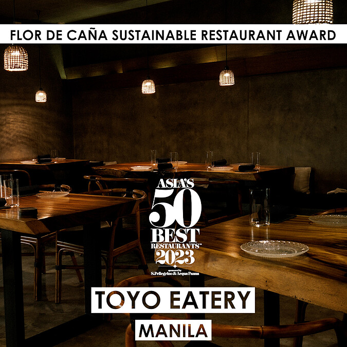 今年的「Flor de Caña 永續餐廳獎」（Flor de Caña Sustainable Restaurant Award）由馬尼拉的 Toyo Eatery 獲頒獎項。