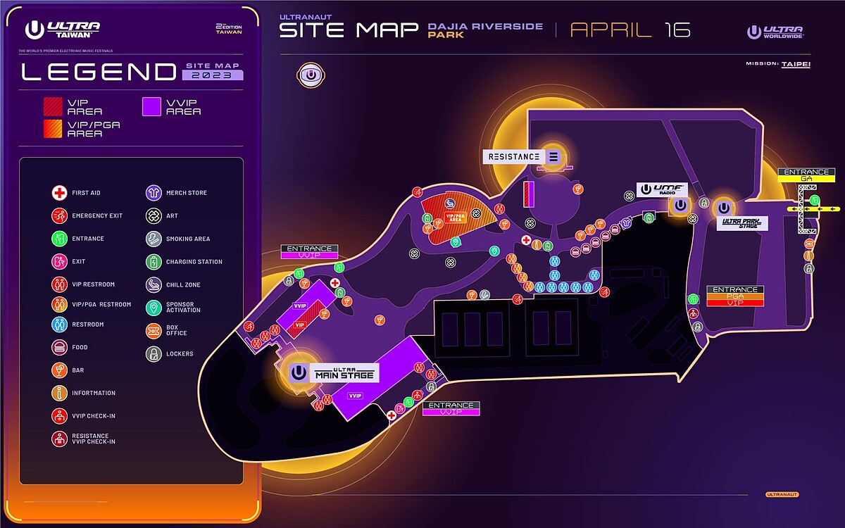 Ultra Taiwan超世代音樂節指引地圖