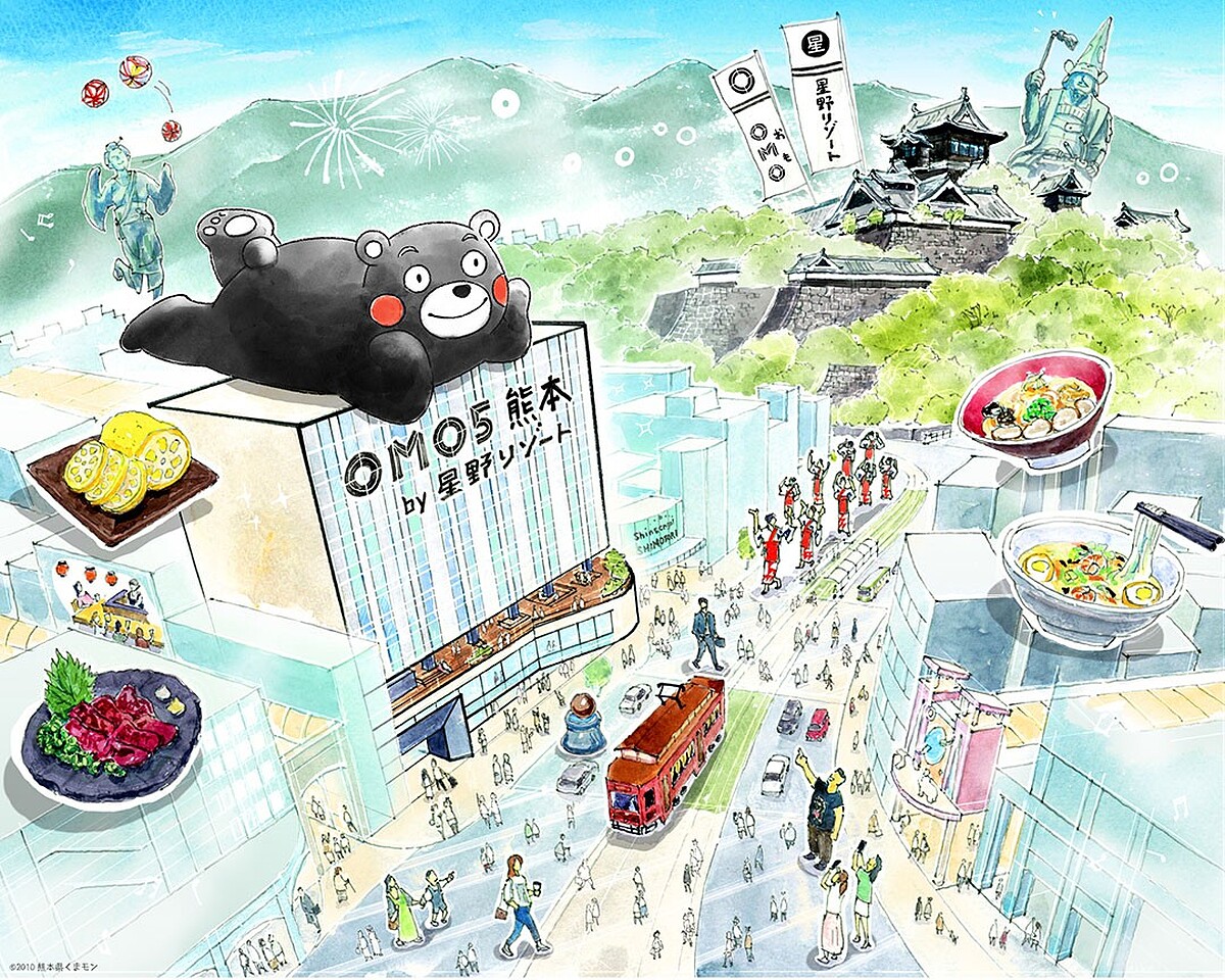 飯店位於熊本第一鬧區「下大街、上大街」交錯的黃金地段。