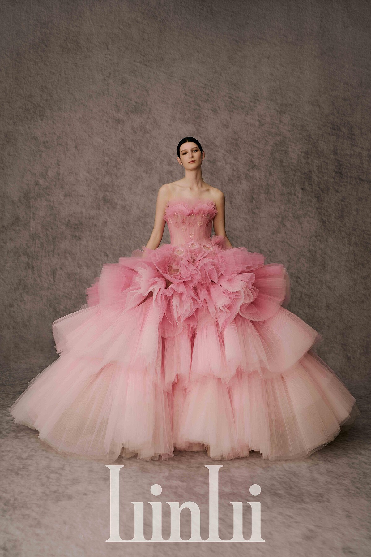 愛心粉色漸層晚禮服