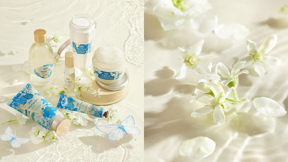 SABON璀璨茉莉限量系列與茉莉純露情境圖。