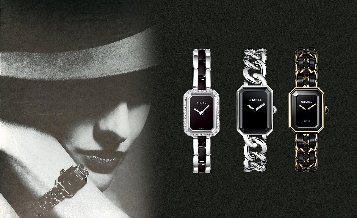 左起：1987年原始Premi&egrave;re腕錶、2012年高科技精密陶瓷款、2013年鍊帶款、2022年原創款。