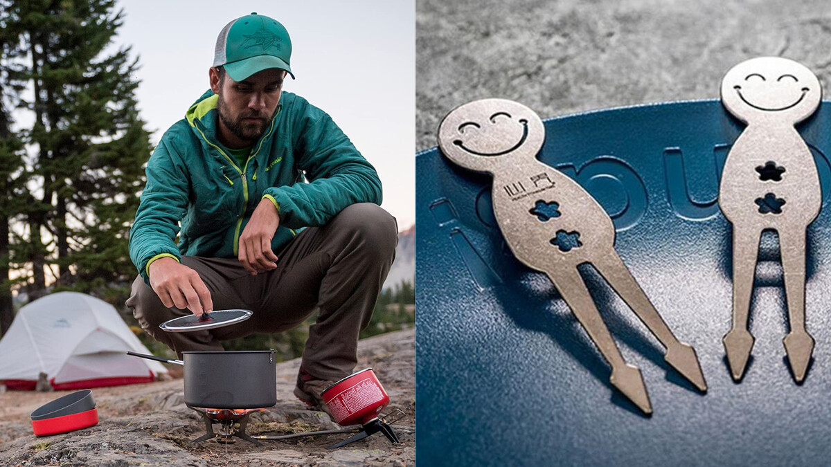 （左）高效煮沸半升水！MSR Alpinist 2人硬鋁炊具組 2.4L，（右）火箭等級材料！keith鎧斯鈦水果叉。 