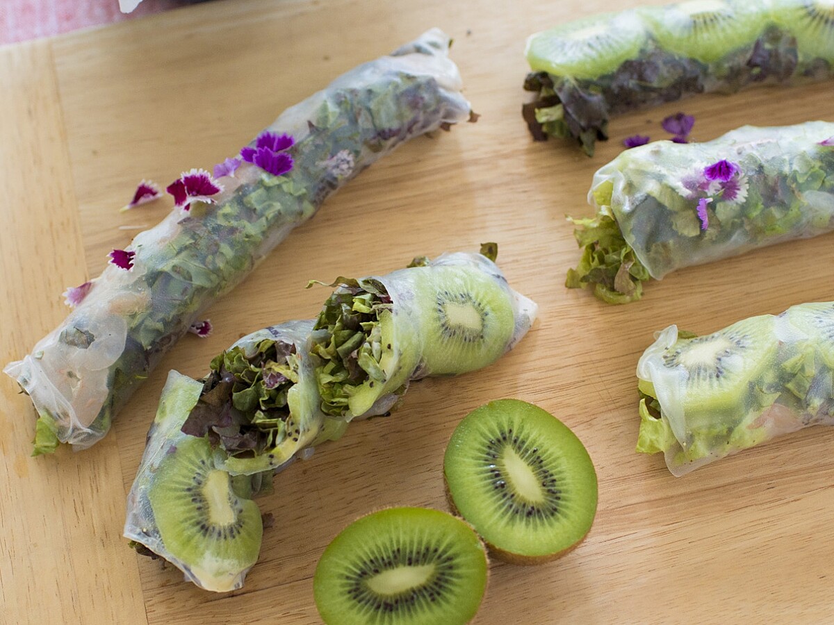 奇異果鮮蝦越南春捲。