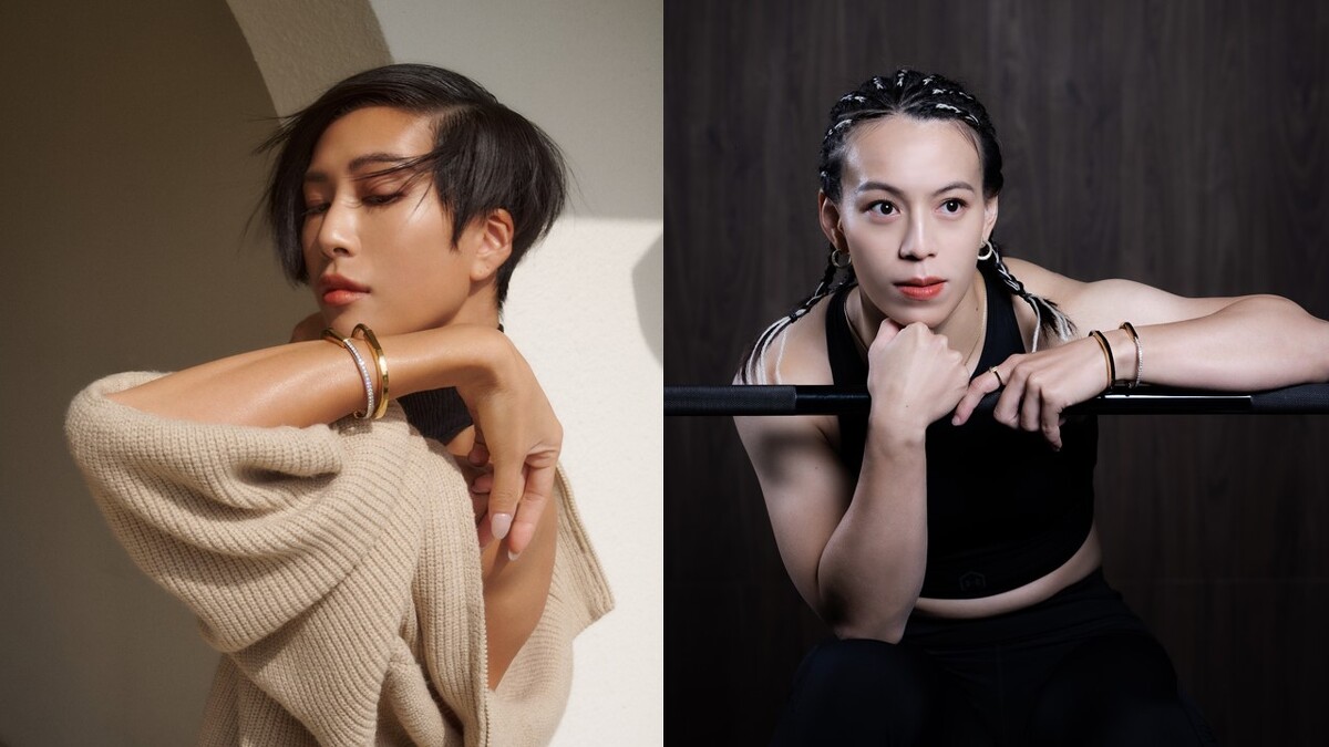 (左)當紅社群名人莫莉Molly佩戴Tiffany Lock系列作品、(右)奧運金牌舉重女神郭婞淳佩戴Tiffany Lock系列作品
