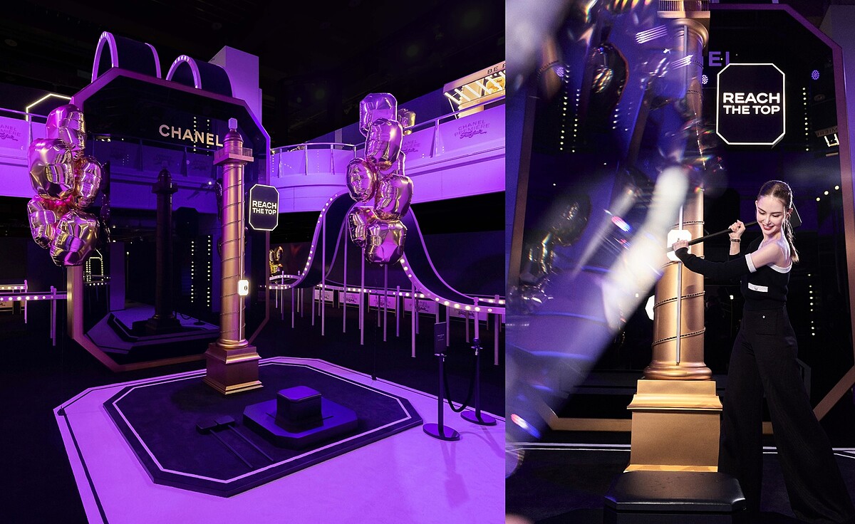 經典八角形錶款直接化身兩層樓高的重點標的REACH THE TOP，昆凌大力槌下點燈超夢幻！