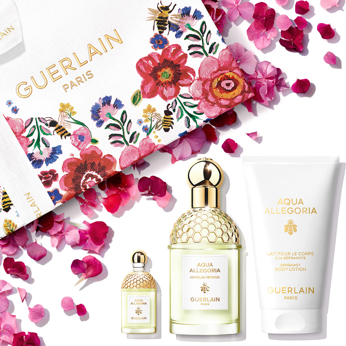 嬌蘭Guerlain花草水語琢白岩蘭淡香水禮盒，內含：花草水語琢白岩蘭橙花淡香水 75ml、花草水語琢白岩蘭橙花淡香水 7.5ml、花草水語香氛身體乳 75ml，售價$4,200（價值$ 5,578）。