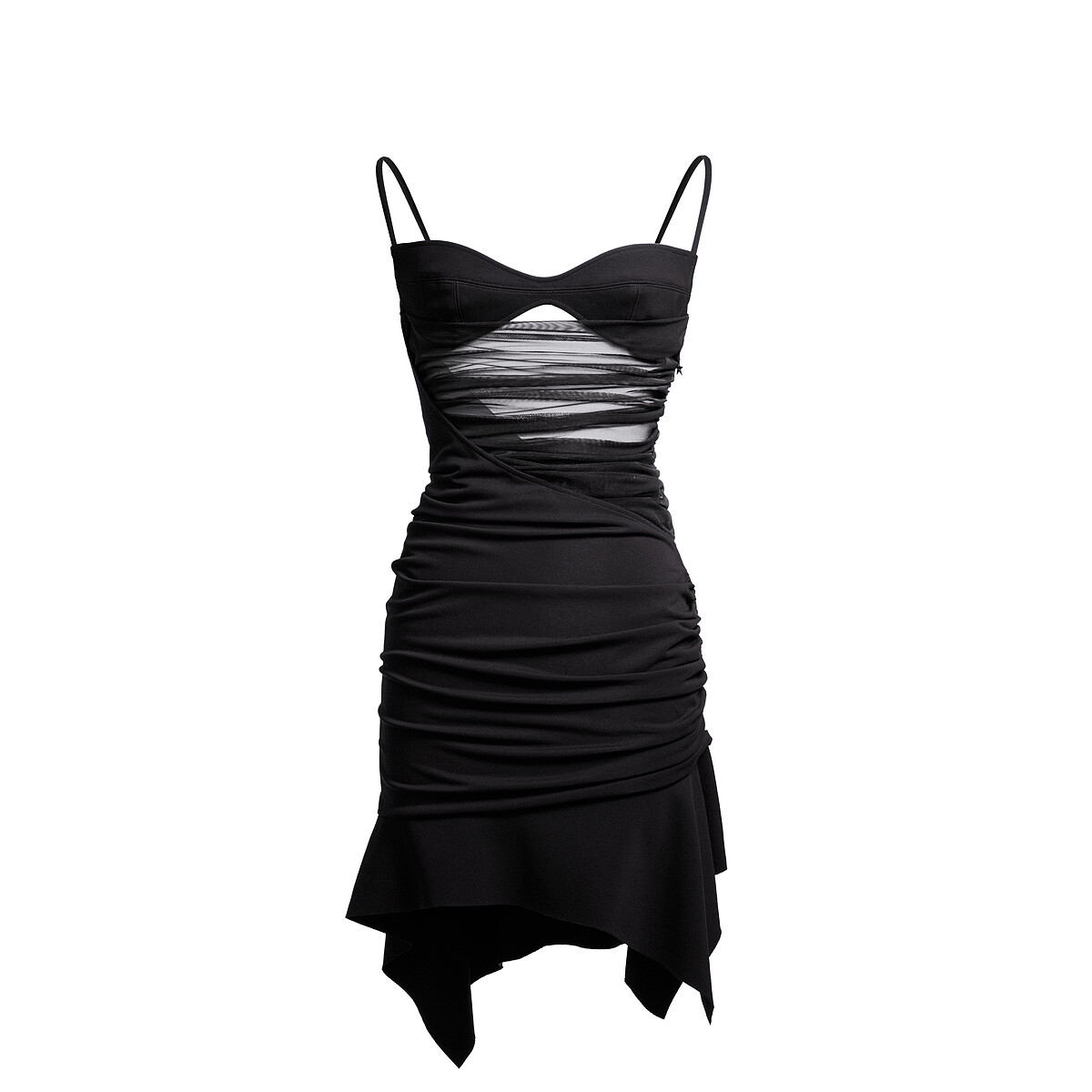 外露胸罩抓皺迷你洋裝，NT3499