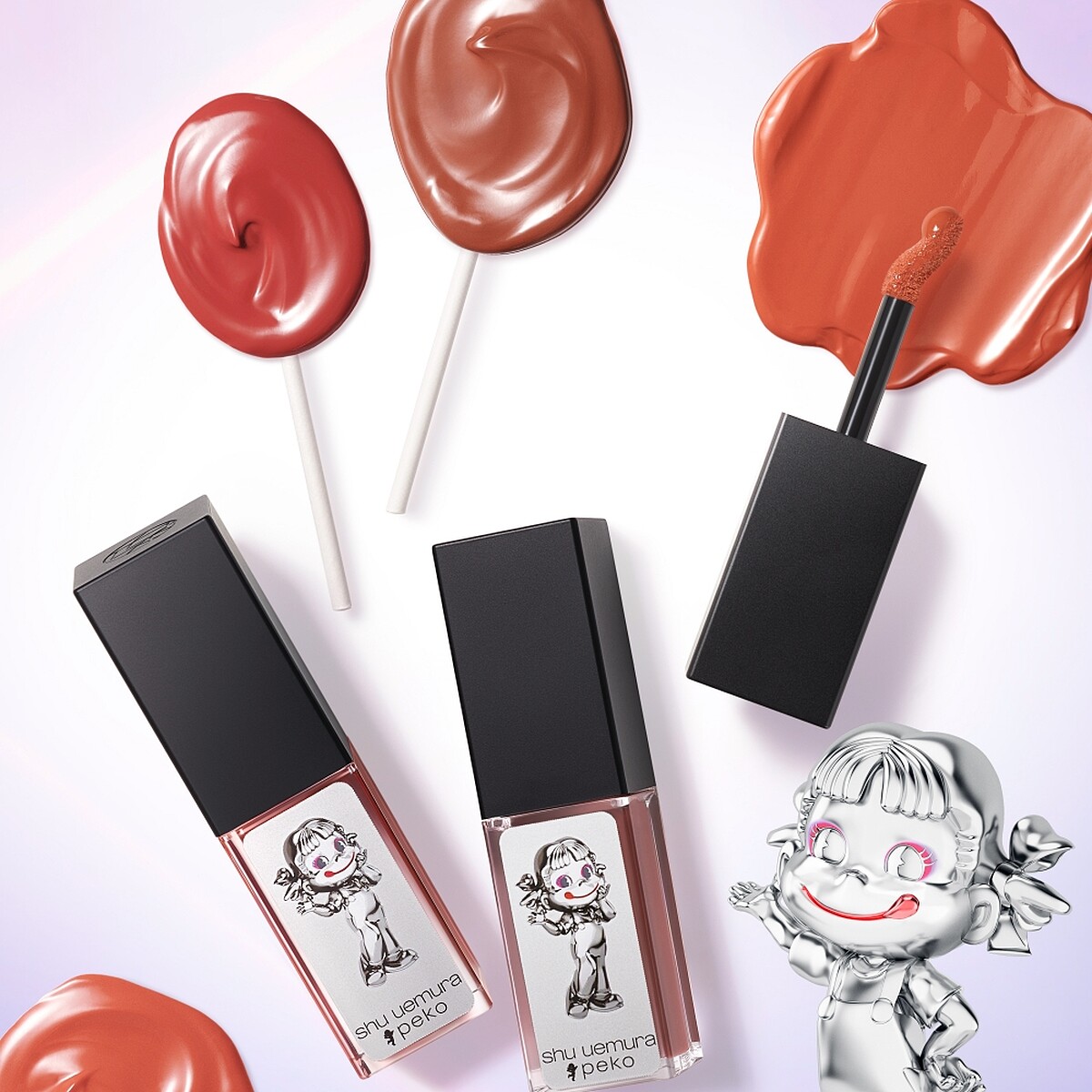 shu uemura植村秀X Peko無色限奶油緞光唇釉形象照。