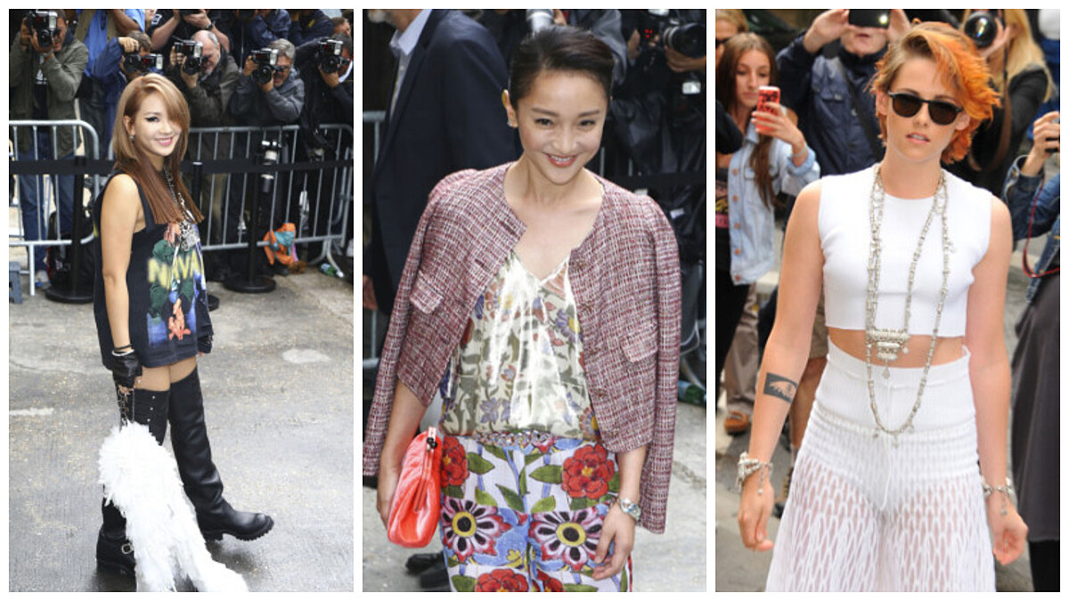 (左)南韓女子團體2NE1的CL、(中)香奈兒中國形象大使 周迅、(右)M&eacute;tiers d&rsquo;Art巴黎達拉斯系列廣告代言人克莉絲汀史都華Kristen Stewart