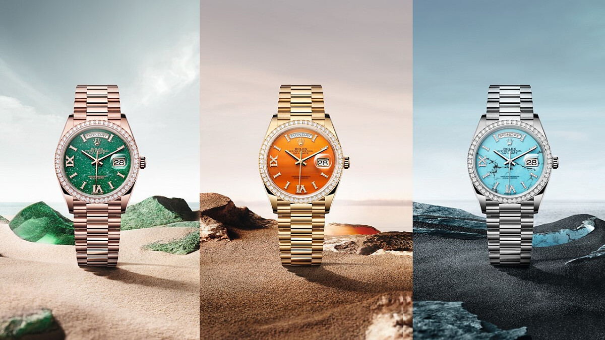 「錶」現新經典！勞力士全新Oyster Perpetual Day-Date 36，鑽石錶圈搭配彩色寶石錶面、標誌性元首型錶帶，展現成功人士的出眾時尚品味！