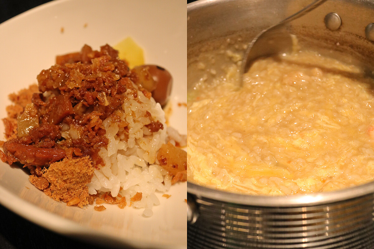 套餐提供會長蔡辰男私房料理「滷肉飯」，也能利用鮮美的鍋底湯頭煮成雜炊。