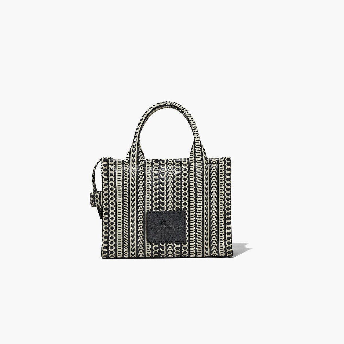 Marc Jacobs 黑白Monogram 圖紋皮革The Tote Bag 小托特包，NT21,900。