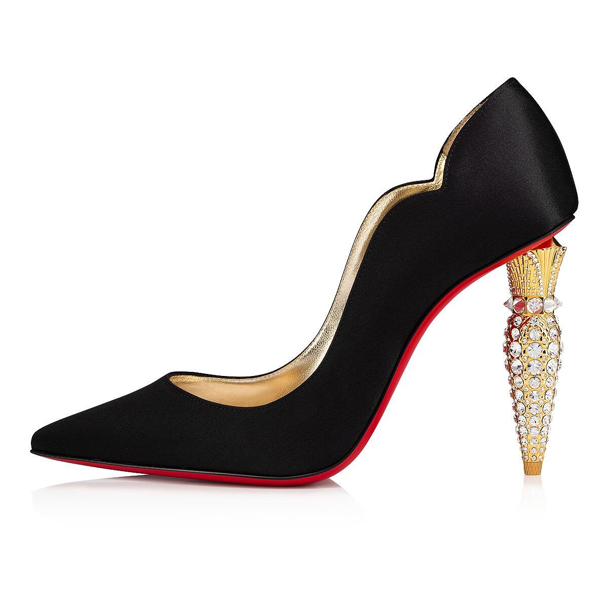 LIPSTRASS PUMP 黑色緞面水鑽裝飾高跟鞋 NTD 55,000