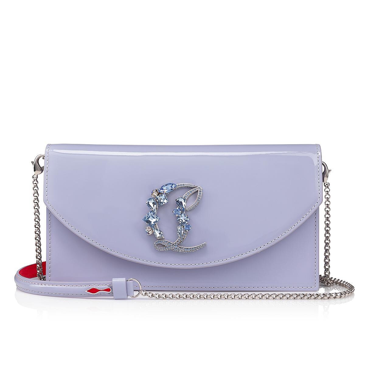 LOUBI54 彩色寶石Logo丁香紫漆皮手袋 NTD 56,800