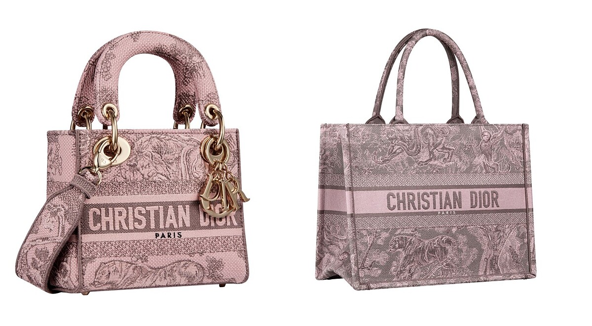 Dioriviera Lady D-Lite 刺繡中型提包,NT130,000、Dioriviera Toile de Jouy 中型款托特包,NT105,000。
