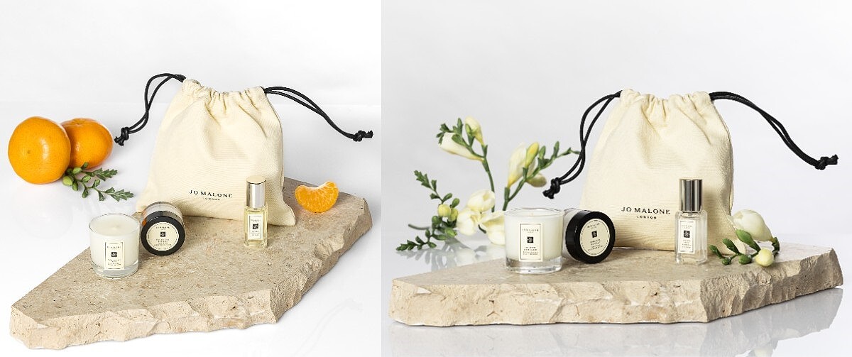 左: 「隨身奢華香氛組-柑橘果香調」NT1,900，右: 「隨身奢華香氛組-清新花果香調」NT1,900