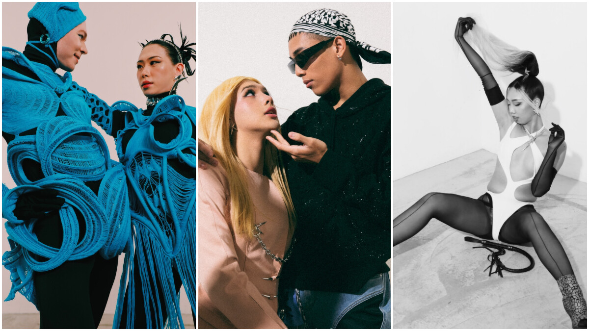 （Issac Vase）藍色剪裁針織連衣裙、黑色連體衣、藍色剪裁針織帽飾、藍色針織靴，all by LIN LU；(Kelly Vase )Lucent 藍色大圈耳環、Numina 個性戒指、Chroma 個性戒指 ，all by Swarovski。（Jason Jason Versace ）剪裁牛仔褲、滿鑽連帽上衣、漸變印花絲巾、漸變印花頭巾，all by Mugler H&M。(Rochelle Versace )復古剪裁粉色套裝、螢光粉剪裁絲褲、星星耳環、變形星星別針鏈飾，all by Mugler H&M。 （Kany 007 ）爪牙造型項鍊 by zeit ；白色繞脖剪裁連體衣、剪裁黑絲褲、星星耳環、剪裁透紗手套 ，all by Mugler H&M。