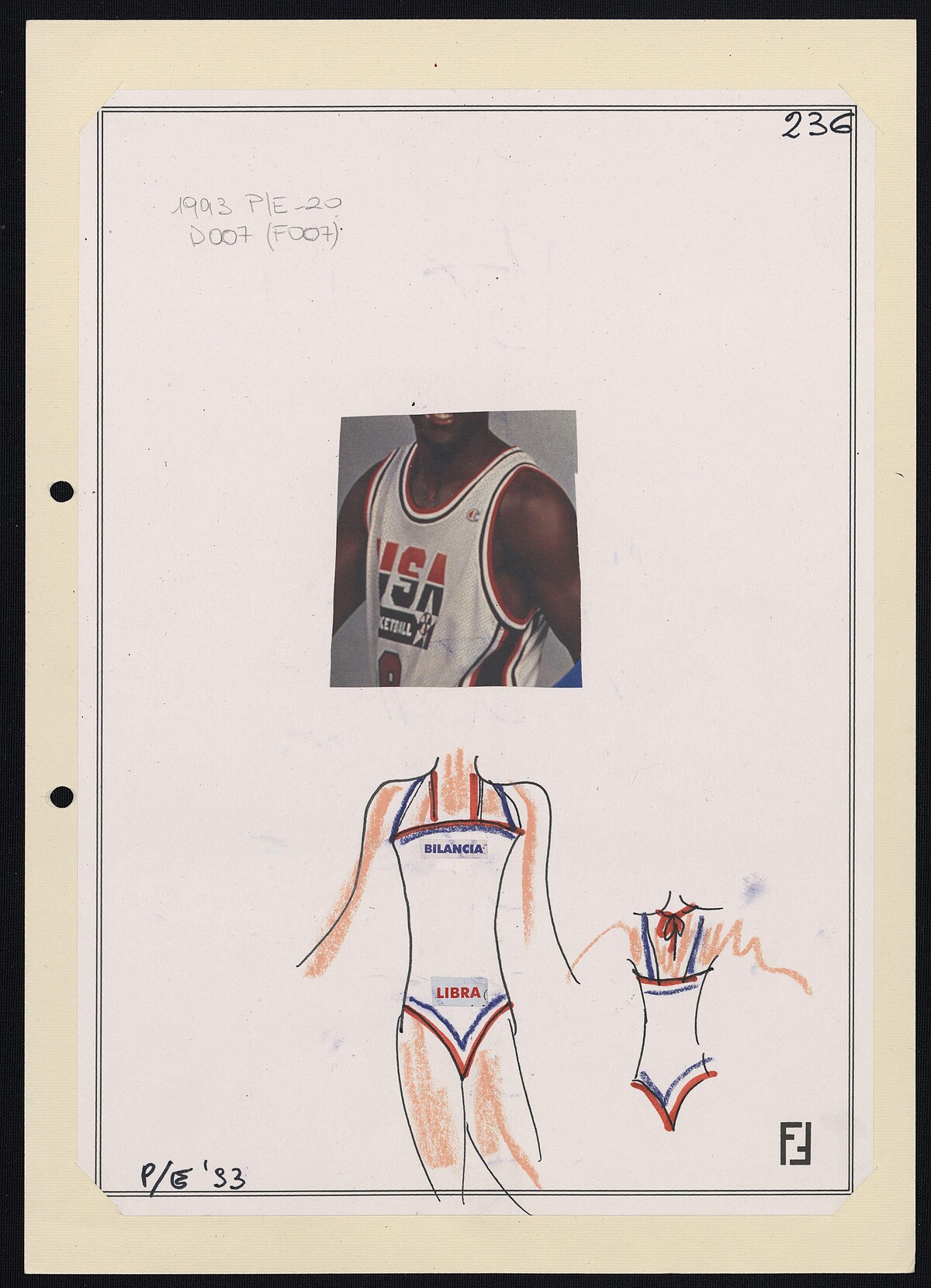 Karl Lagerfeld 1993年春夏系列手繪原稿。