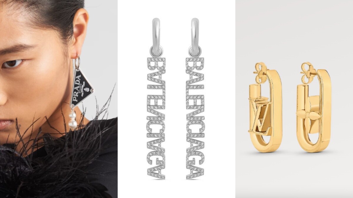 5款「精品Logo耳環」推薦！PRADA珍珠三角牌、LV金色老花Logo款款都美