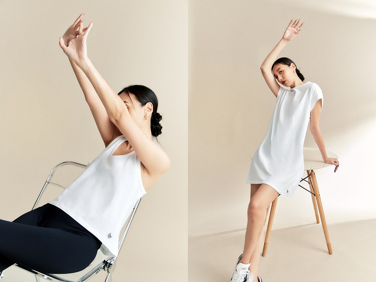 棉質寬鬆背心、蓋肩袖短洋裝