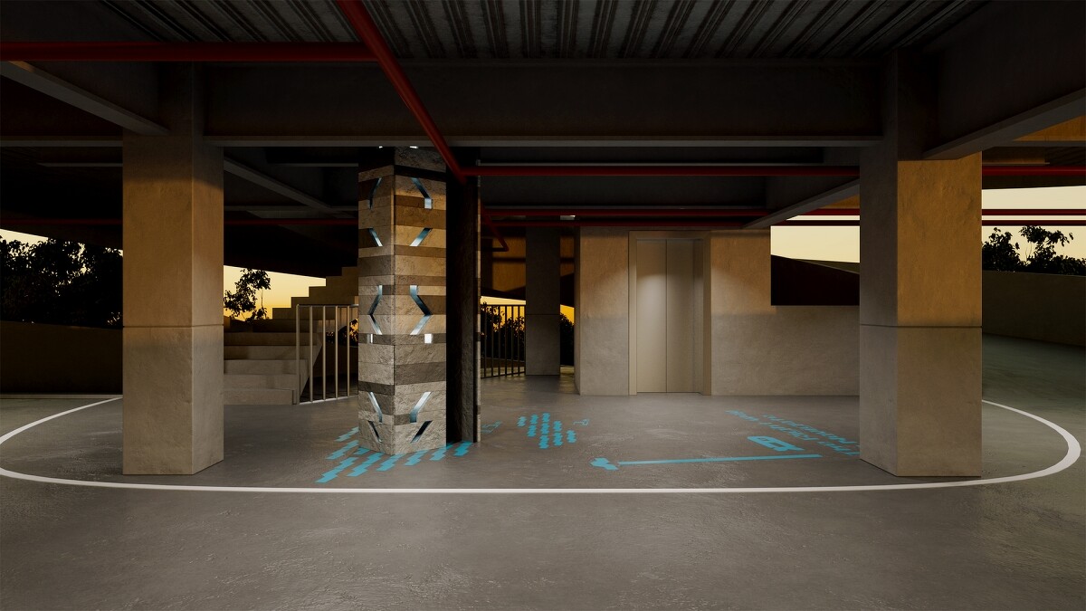 施昀佑Ｘ叁式_穿行練習（示意圖）_竹東_信義立體停車場. &copy;藤木植人、山冶計畫、藝術家提供。