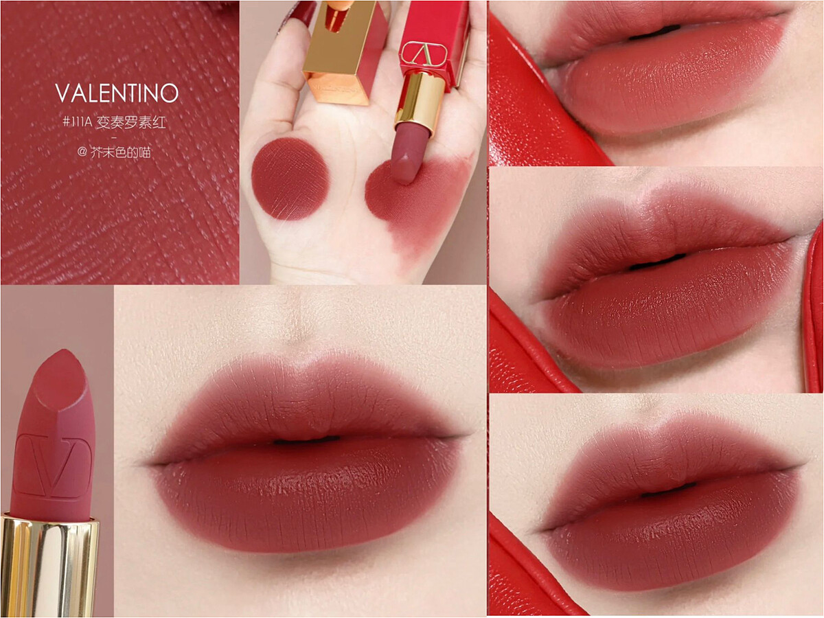 #111A潮酷棕紅唇部試色 (圖片來源 小紅書@芥末色的喵)