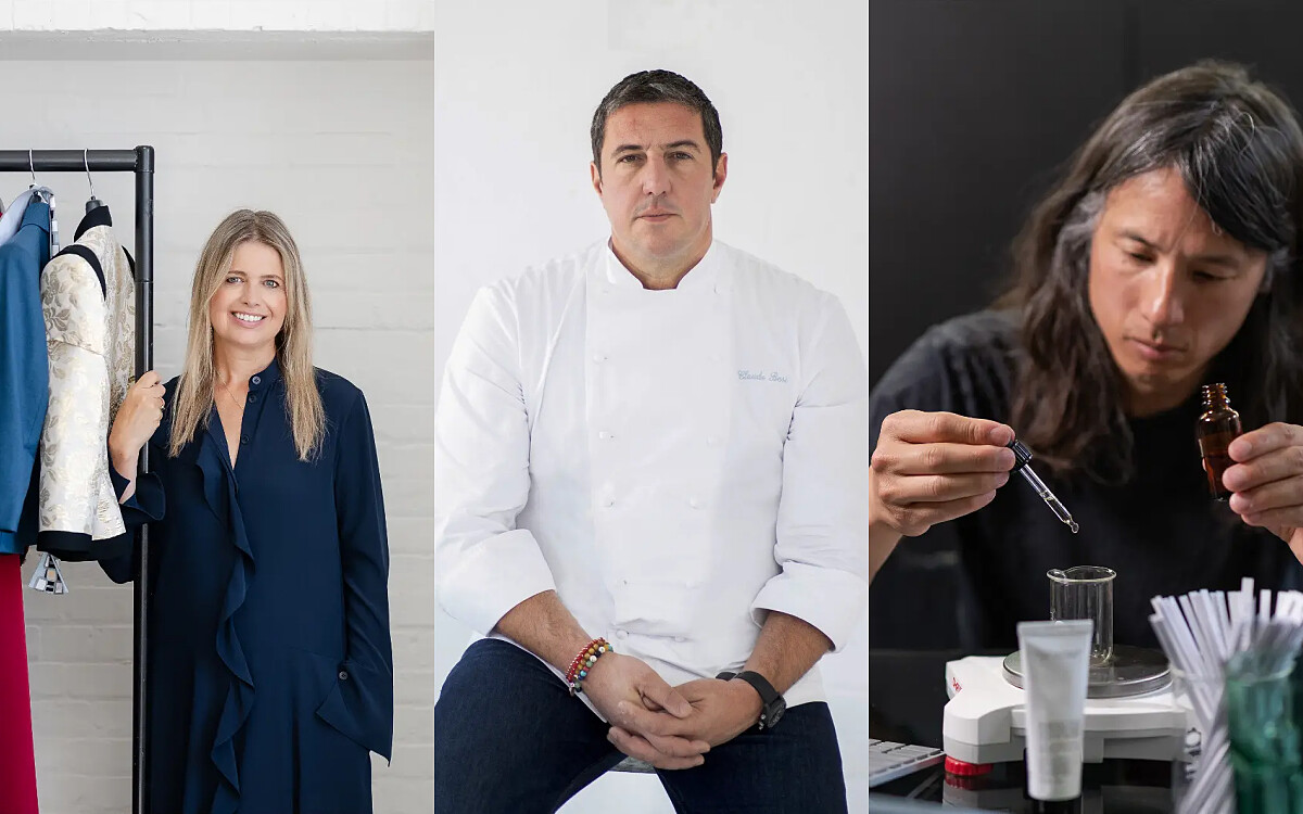 左為英國時裝設計師 Jenny Packham； 中為世界名廚 Claude Bosi；右為英國調香師 Timothy Han。